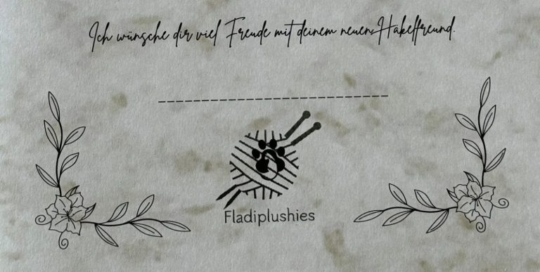 Handschriftlicher Text mit floralem Rahmen und einem zentralen Symbol.